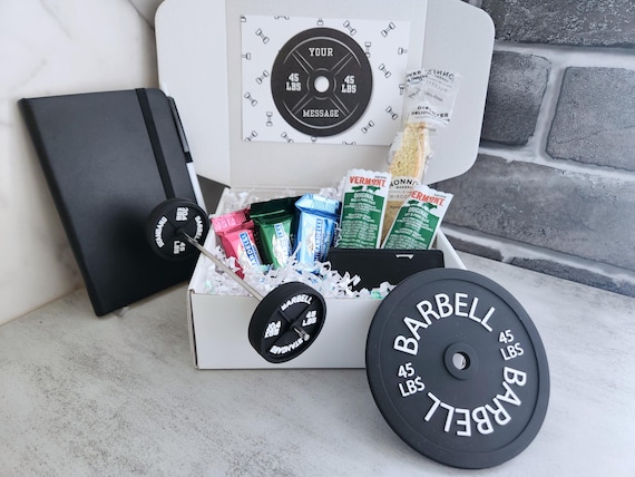 Mini Weightlifting Fitness Gift Box – Personal Trainer & Gym Lover Surprise with Tiny Barbell, Gift for Him