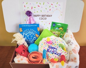 Dog Birthday Gift Box with Personalization | Puppy Gotcha Day Party Toys & Treats
