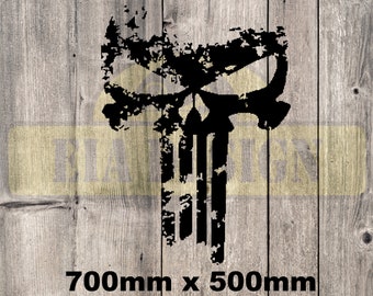 PUNISHER skull Pegatina de vinilo lateral del capó Distressed para pista de coches