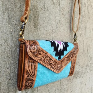 Bolso bandolera tipo manta estilo western con sillín de cuero genuino hecho a mano, estilo americano Darling, bolso de cuero para mujer, regalo de aniversario de boda