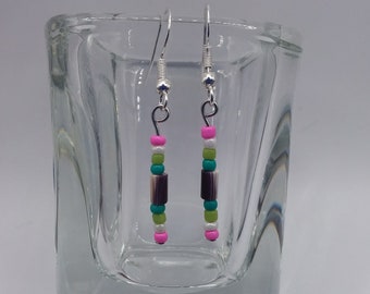 Wampum & Spring Seed Earrings (New England Wampum)