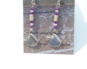 Wampum & Clamshell Earrings (New England Wampum)