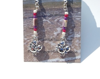 Wampum & Crab Earrings (New England Wampum)