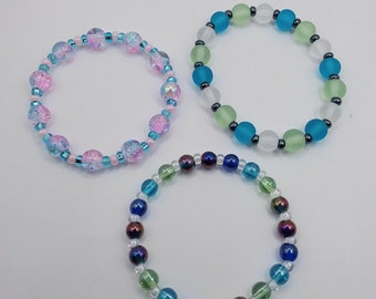 ブレスレット Pink & Skyblue Beaded Elastic Bracelet #9939 il_1080xN.4653273973_9mpx.jpg