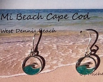 Wave Earrings featuring Cape Cod Beach Sands, Massachusetts/various colors/West Dennis/Harding's/Glendon Road/Howes/Sandy Neck, Sterling