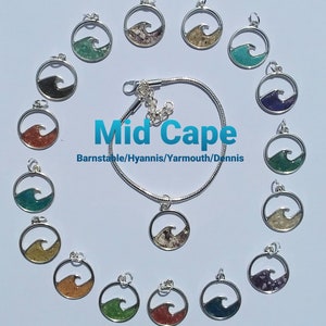 7.5&quot; Custom Wave Bracelet Choose your favorite Mi Beach Color & Cape Cod Beach (Mid Cape) Barnstable/Hyannis/Yarmouth/Dennis