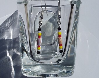 Wampum & 4 Directions Seed Earrings (New England Wampum)