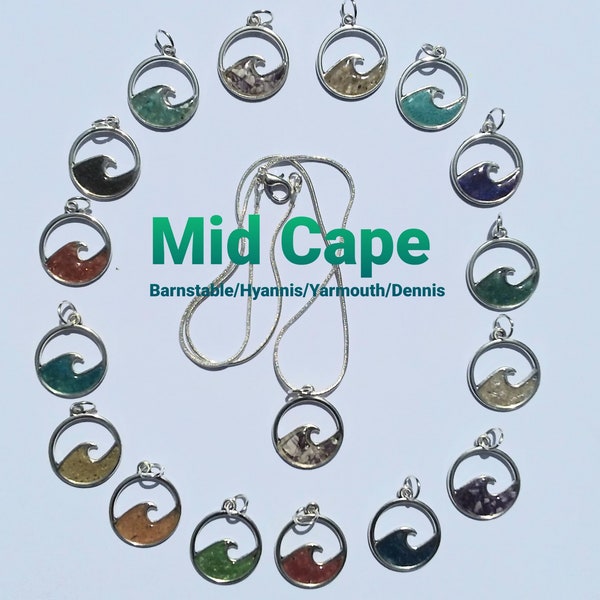 18" Custom Wave Pendant Choose your favorite Mi Beach Color & Cape Cod Beach (Mid Cape) Barnstable/Hyannis/Yarmouth/Dennis