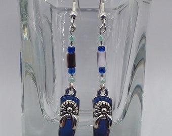 Wampum & Sandal Earrings (New England Wampum), Cape Cod Wampum Jewelry, Indigenous made, Dennisport, Massachusetts