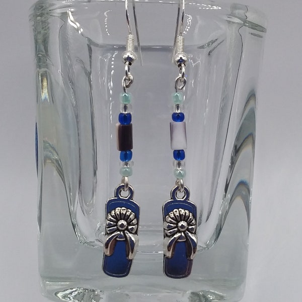 Wampum & Sandal Earrings (New England Wampum), Cape Cod Wampum Jewelry, Indigenous made, Dennisport, Massachusetts