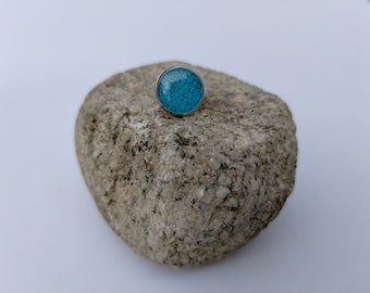 Round Turquoise Stud Earrings, 8mm Stainless Steel Round Stud with Genuine Crushed Turquoise inlay. Wampanoag & Lenape Made on Cape Cod.