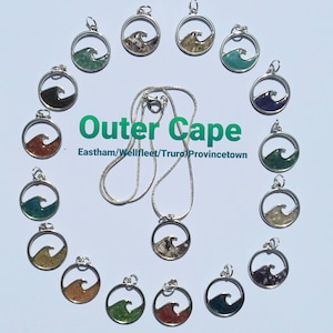 18&quot; Custom Wave Pendant Choose your favorite Mi Beach Color & Cape Cod Beach (Outer Cape) Eastham/Wellfleet/Truro/Provincetown