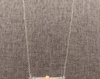 18" Gemstone & Seed Bar Necklace, Various Natural Gemstones, 925 Silver Plated Necklace, Glass Seed Beads, Native Owned, Massachusetts, Cape