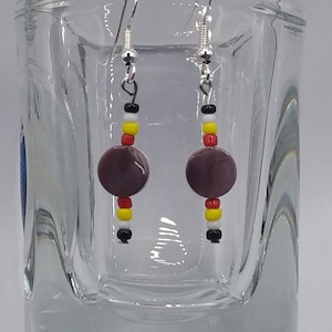 8mm Round Wampum & Seed Earrings (New England Wampum), 4 Directions