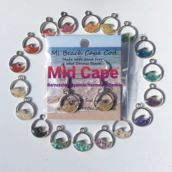 Custom Wave Earrings Choose your favorite Mi Beach Color & Cape Cod Beach (Mid Cape) Barnstable/Hyannis/Yarmouth/Dennis