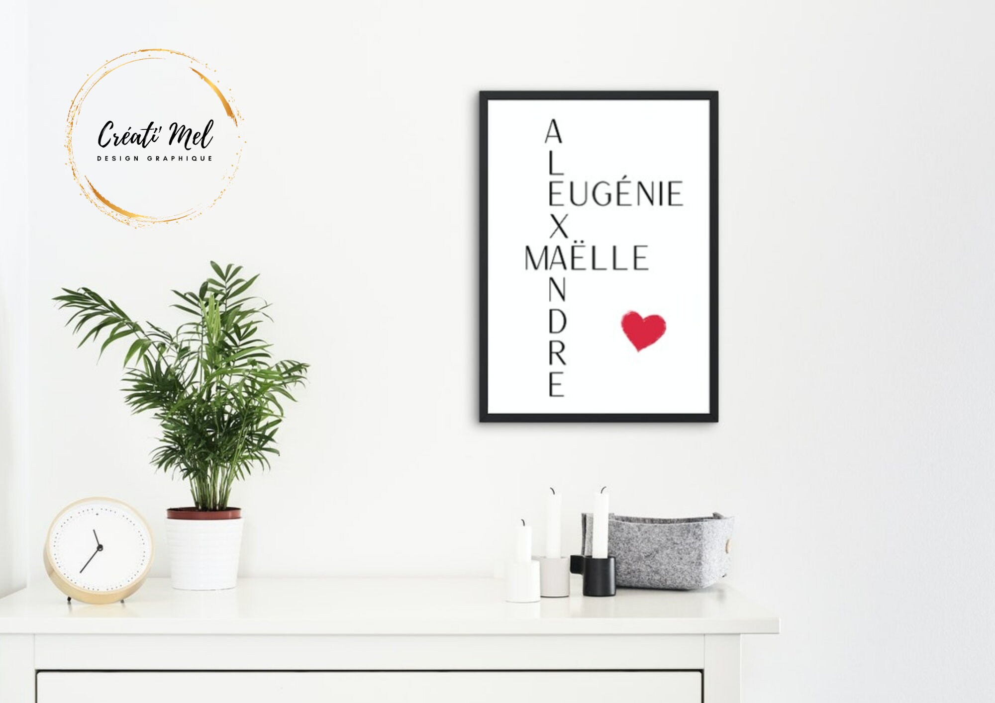 Affiche Façon Scrabble 3 Prénoms