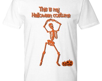 Funny Skeleton Pose Halloween Costume T-Shirt: 100% Sofspun Cotton