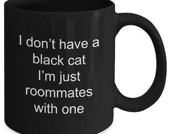 Black Cat Roommate Coffee Mug - Funny Cat Lover Gift, 11 oz
