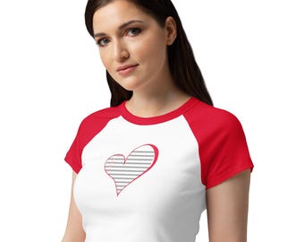 LOVE Heart T-Shirt, Women's Raglan Tee, Valentine Top, XOXO Shirt Design