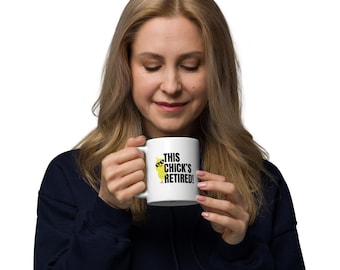 Funny Retirement Mug, This Chick’s Retired, Personalized Gift, coworker Farewell, Custom Name Year Cup