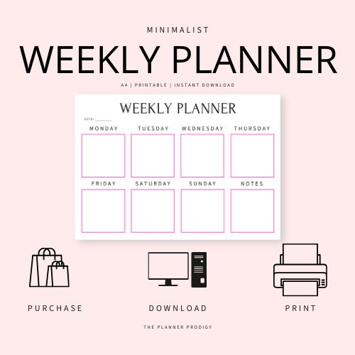 Pink Weekly Planner Printable - Pink Minimalist Planner - Plan Your ...