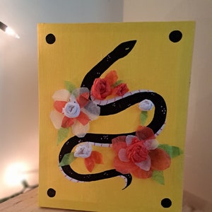 Snake with Flowers Acrylic Painting