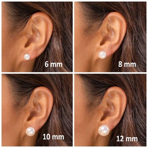 Ear studs with white freshwater cultured pearls 925 silver Earrings with studs for women, women in gold, rose gold with pearls in small & large image 2