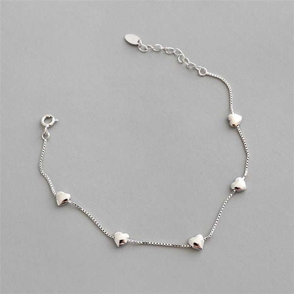 Ladies Bracelet made of 925 Sterling Silver with Hearts I Bracelet with Heart Pendant Jewelry for Women, Girls, Daughter, Girlfriend with Hearts