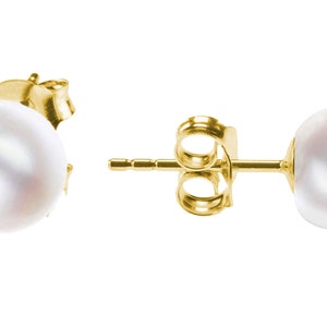 Ear studs with white freshwater cultured pearls 925 silver Earrings with studs for women, women in gold, rose gold with pearls in small & large Gold