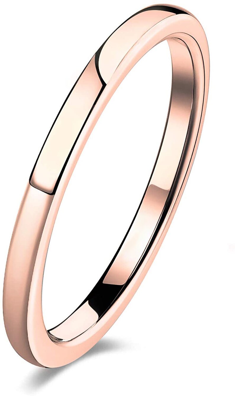 Engagement Ring Front Ring Stacking Ring made of Tungsten Titanium for Women & Men Ring Highly polished without stone wedding ring Simple Rosegold