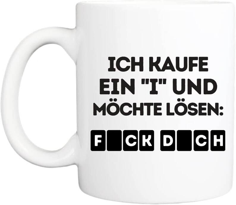 Favourite mug with saying, dishwasher safe and double-sided print I High-quality cup in white Funny for work, Office F"i"ck dich