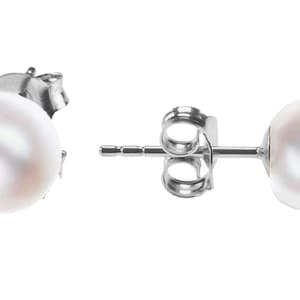 Ear studs with white freshwater cultured pearls 925 silver Earrings with studs for women, women in gold, rose gold with pearls in small & large Silver