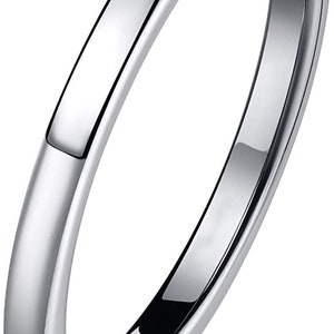 Engagement Ring Front Ring Stacking Ring made of Tungsten Titanium for Women & Men Ring Highly polished without stone wedding ring Simple Silver