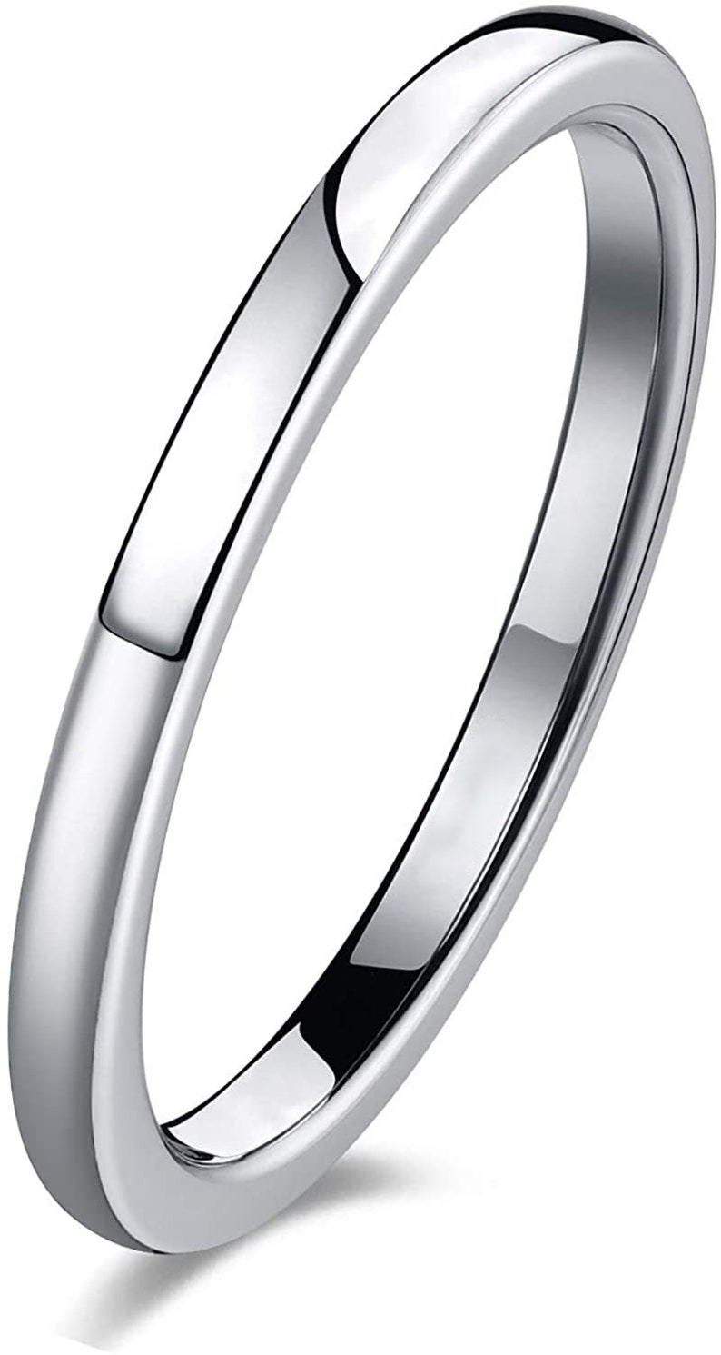 Engagement Ring Front Ring Stacking Ring made of Tungsten Titanium for Women & Men Ring Highly polished without stone wedding ring Simple Silver