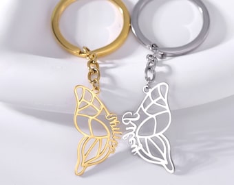 Custom Butterfly Wings Name Keychain for Best Friends, Personalized Name Keychains, 2 Keyrings Set for Sister, BFF Matching Key Chain Gift