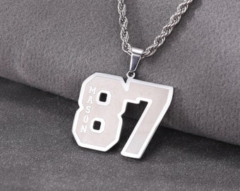 Collier chiffre personnalisé, collier chiffre sport pour homme, collier pendentif porte-bonheur personnalisé avec chiffre, cadeau amateur de sport pour enfants, cadeau équipe sportive