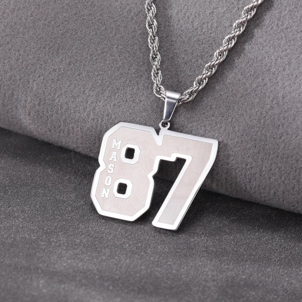 Custom Number Necklace, Sport Number Necklace for Men, Custom Lucky Pendant Necklace with Number, Sport Lover Gift for Kids, Sport Team Gift