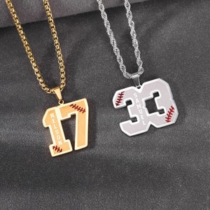 Collar con número personalizado, collar con número deportivo para hombre, collar con colgante de la suerte personalizado con número, regalo para niños amantes del deporte, regalo para equipo deportivo