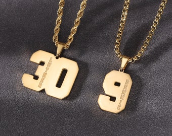 Custom Number Necklace, Sport Number Necklace for Men, Custom Lucky Pendant Necklace with Number, Sport Lover Gift for Kids, Sport Team Gift