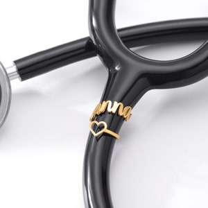 Hollow Heart Stethoscope ID Tag, Nursing Student Gift, Custom Stethoscope ID Ring, Nurse Graduation Gift, Stethoscope Charm, Gift for Doctor