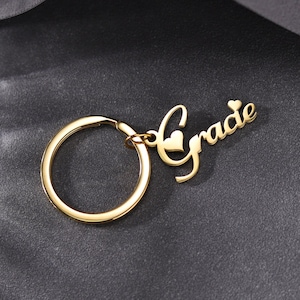 Personalisierter Name Schlüsselbund in mehreren Schriftarten, Benutzerdefinierte Buchstabe Schlüsselanhänger, Autoschlüssel Schlüsselbund in Gold, Silber, Roségold und Schwarz, Namen Schlüsselring