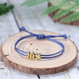 Pulsera con nombre de burbuja 3D chapada en oro, pulsera/tobillera con letras de globo personalizadas, pulsera de cordón inicial de hojaldre, regalo de mejores amigos, pulsera BFF