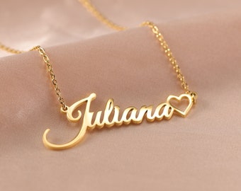 Personalized Heart Necklace, Dainty Heart Necklace with Name, Heart Name Necklace for Women, Custom Name Jewelry, Baby Girl Gift with Heart