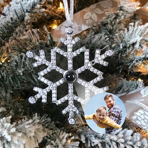 Personalized Christmas Projection Ornament, Custom Family Photo Snowflake Decoration, Memorial Picture Projection Ornament, Christmas Bauble