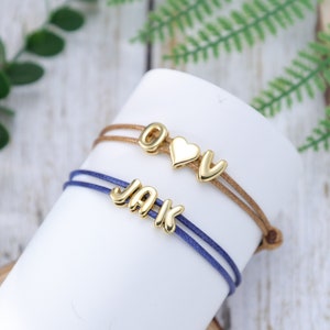 Pulsera personalizada con letras de burbujas, pulsera inicial personalizada, pulsera inicial familiar, pulsera con dije inicial 3D, regalo de cumpleaños para BFF