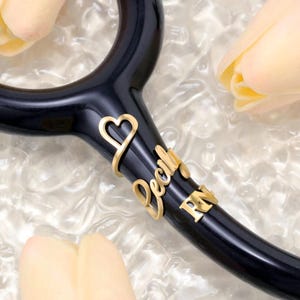 Custom Heart Stethoscope Charm-Personalized ID Tag Name Ring-Stethoscope Accessories-Medical Assistant-Gift for Doctor-RN NP Graduation Gift