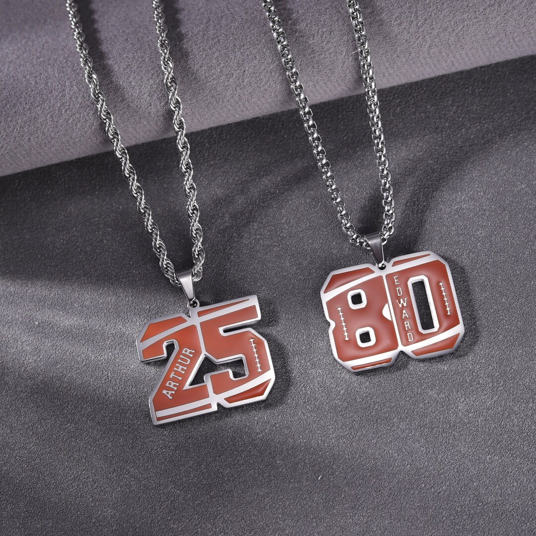 Sport Number Necklace, Personalized Football Number for Men, School