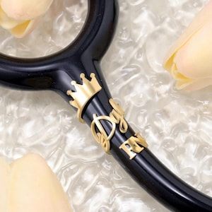 Stethoscope ID Tag with Crown-Personalized RN Stethoscope Charm-Custom Stethoscope Name Ring-Doctor Gift-Medical Student-Graduation Present