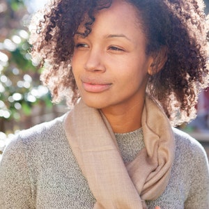 Cashmere Neckerchief / Small Scarf - Natural Brown (35 x 185cm)