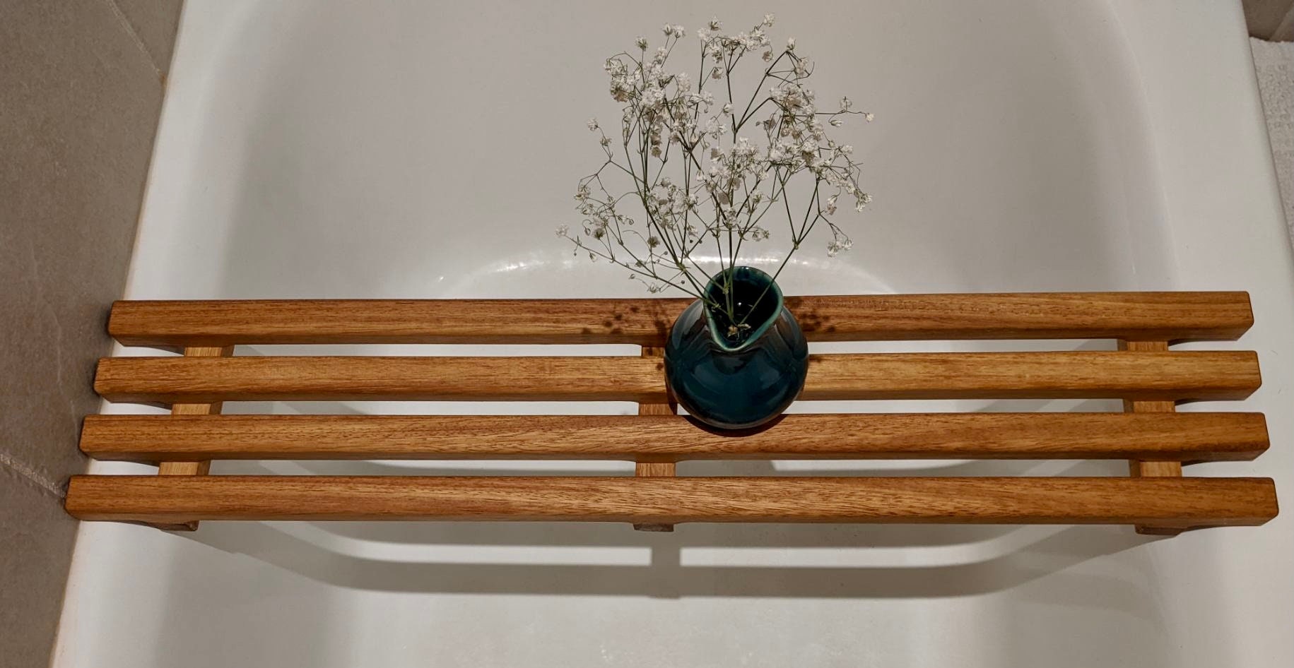 Slatted Teak Bathtub Caddy Bath Tray Caddy Etsy Canada